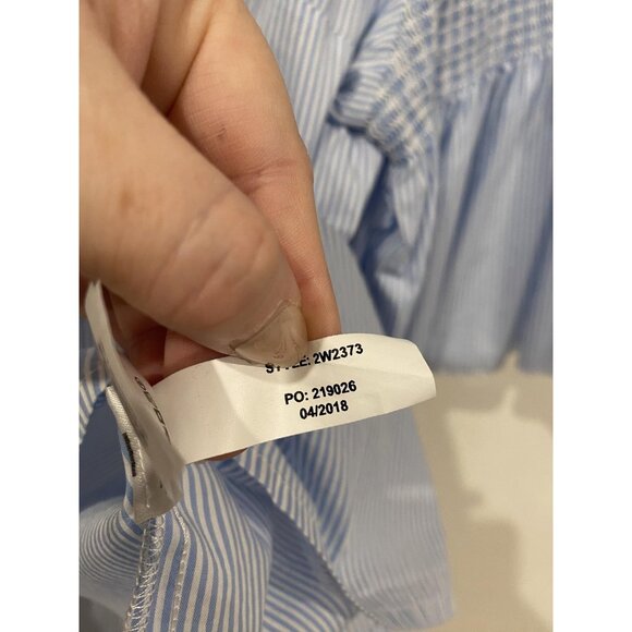 Vineyard Vines Shirt Womens Medium Blue Stripe Flutter Sleeve Made In Italy - Picture 4 of 5
